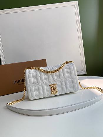 BURBERRY | Small White Quilted Lambskin Lola Bag - 23 x 13 x 6cm