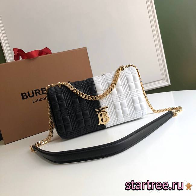 BURBERRY | Small Black/White Quilted Lambskin Lola Bag - 23 x 13 x 6cm - 1
