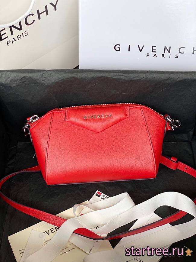 GIVENCHY | Antigona Nano Red Bag In Grained Leather -  BBU017 - 18X13X7cm - 1