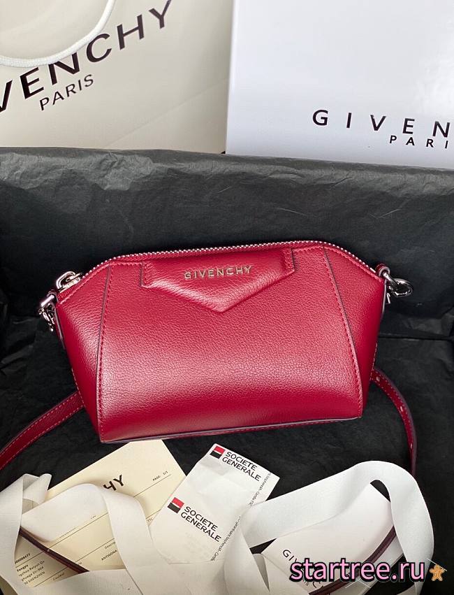 GIVENCHY | Antigona Nano Red Wine Bag In Grained -  BBU017 - 18x13x7cm - 1