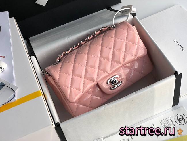 CHANEL | Mini Classic Flap Pink Bag Patent/ Silver Metal - A69900 - 20cm - 1