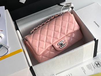 CHANEL | Mini Classic Flap Pink Bag Patent/ Silver Metal - A69900 - 20cm