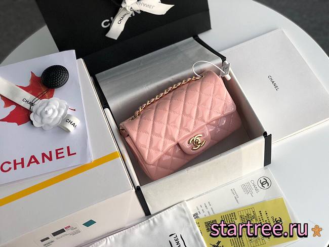 CHANEL | Mini Classic Flap Bag Pink Patent/ Golden Metal - A69900 - 20cm - 1