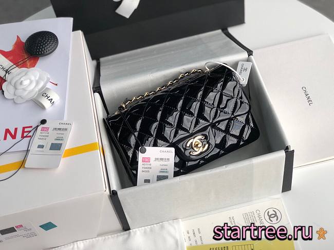 CHANEL | Mini Classic Flap Bag Black Patent/ Golden Metal - A69900 - 20cm - 1