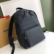 BURBERRY |London Check and Navy Leather Backpack - 29 x 15 x 40cm - 4