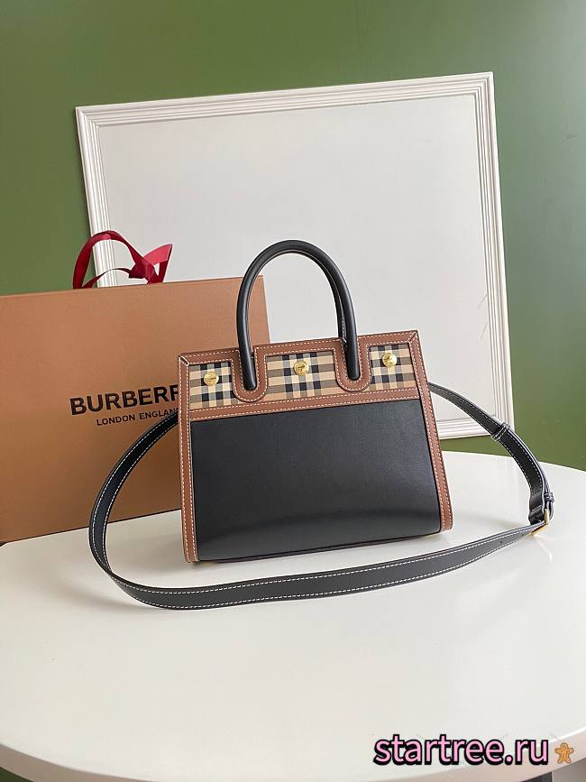 BURBERRY | Mini Leather and Vintage Check Two-handle Title Bag - 26 x 13.5 x 20cm - 1