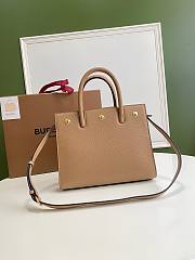BURBERRY | Small Beige Leather Two-handle Title Bag - 26 x 13.5 x 20cm - 1
