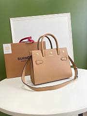BURBERRY | Small Beige Leather Two-handle Title Bag - 26 x 13.5 x 20cm - 6