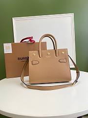 BURBERRY | Small Beige Leather Two-handle Title Bag - 26 x 13.5 x 20cm - 5