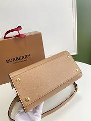 BURBERRY | Small Beige Leather Two-handle Title Bag - 26 x 13.5 x 20cm - 4