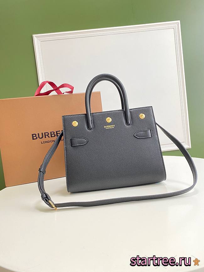 BURBERRY | Mini Black Leather Two-handle Title Bag - 26 x 13.5 x 20cm - 1