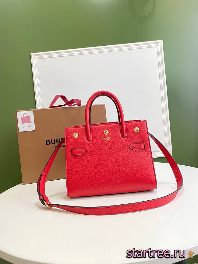 BURBERRY | Mini Red Leather Two-handle Title Bag - 26 x 13.5 x 20cm - 1