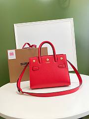 BURBERRY | Mini Red Leather Two-handle Title Bag - 26 x 13.5 x 20cm - 1