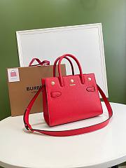 BURBERRY | Mini Red Leather Two-handle Title Bag - 26 x 13.5 x 20cm - 6