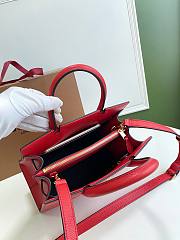 BURBERRY | Mini Red Leather Two-handle Title Bag - 26 x 13.5 x 20cm - 5