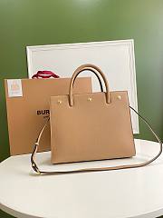 BURBERRY | Small Beige Leather Two-handle Title Bag - 34 x 15 x 25cm - 1