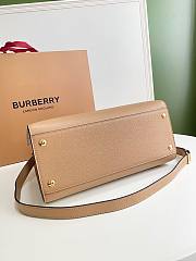 BURBERRY | Small Beige Leather Two-handle Title Bag - 34 x 15 x 25cm - 4