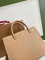 BURBERRY | Small Beige Leather Two-handle Title Bag - 34 x 15 x 25cm - 2