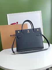 BURBERRY | Small Black Leather Two-handle Title Bag - 34 x 15 x 25cm - 1