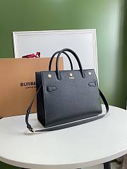 BURBERRY | Small Black Leather Two-handle Title Bag - 34 x 15 x 25cm - 6