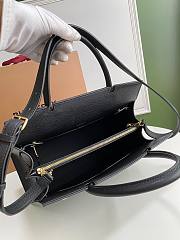 BURBERRY | Small Black Leather Two-handle Title Bag - 34 x 15 x 25cm - 4