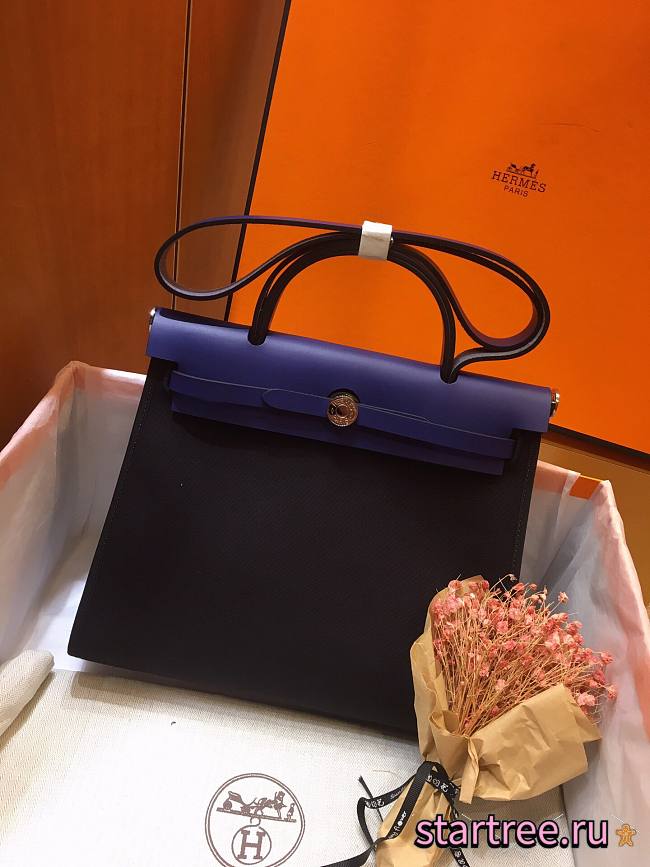 Hermes | Herbag Black/Electric Blue - 31 cm - 1