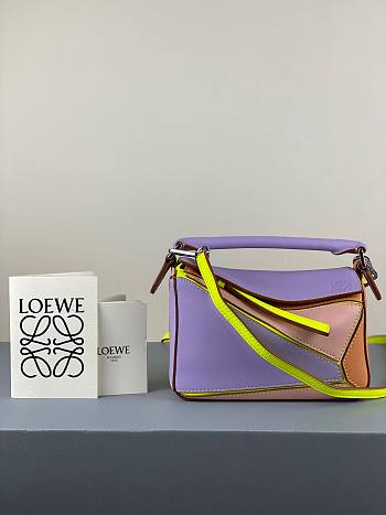 LOEWE | Mini Puzzle Classic Purple/Brown/Blossom Bag - 18x12.5x8cm