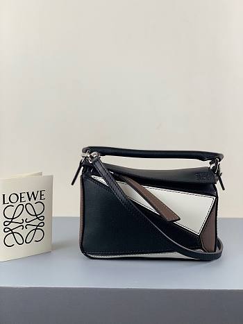 LOEWE | Mini Puzzle Black/White Bag - 18x12.5x8cm