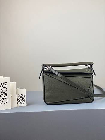 LOEWE | Mini Puzzle Khaki Green Grained calfskin - 18x12.5x8cm