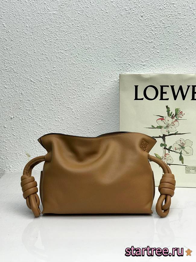 LOEWE | Mini Flamenco Brown clutch in nappa calfskin - 22.5x18x9cm - 1