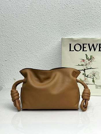 LOEWE | Mini Flamenco Brown clutch in nappa calfskin - 22.5x18x9cm