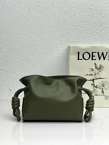 LOEWE | Mini Flamenco Khaki Green clutch in nappa calfskin - 22.5x18x9cm