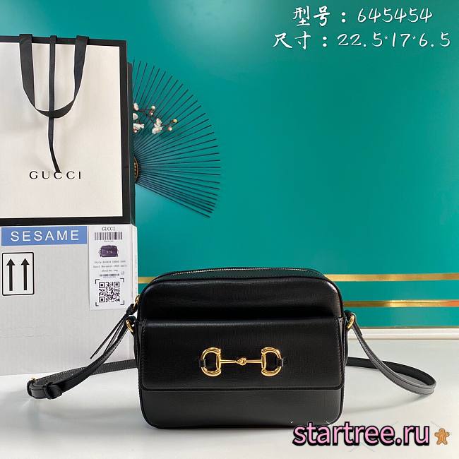 GUCCI | Horsebit 1955 Small Shoulder Bag Black - 645454 - 22.5x17x6.5cm - 1