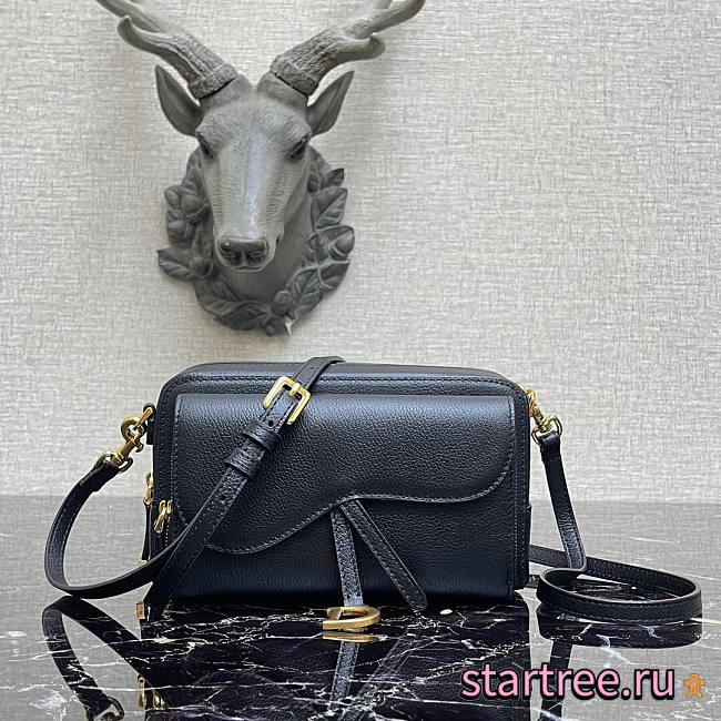 DIOR | Double Saddle Pouch Black - S5668C - 19 x 10.5 x 5 cm - 1