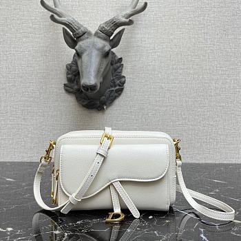 DIOR | Double Saddle Pouch White - S5668C - 19 x 10.5 x 5 cm