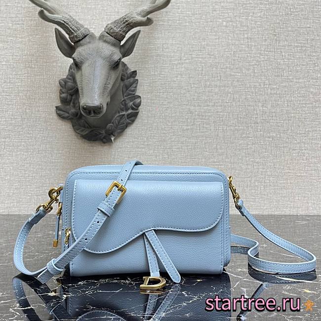 DIOR | Double Saddle Pouch Light BLue - S5668C - 19 x 10.5 x 5 cm - 1