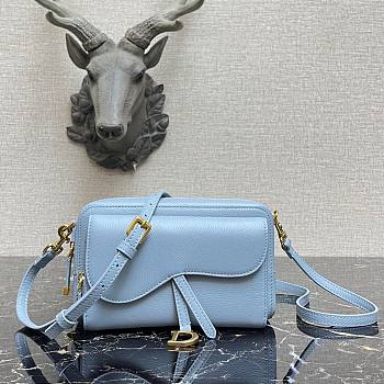 DIOR | Double Saddle Pouch Light BLue - S5668C - 19 x 10.5 x 5 cm