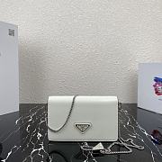 PRADA | White Brushed leather shoulder bag - 1BD307 - 19x10.5x3.5cm - 1