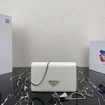 PRADA | White Brushed leather shoulder bag - 1BD307 - 19x10.5x3.5cm