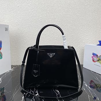 PRADA | Black Brushed leather handbag - 1BA321 - 31x23x14cm