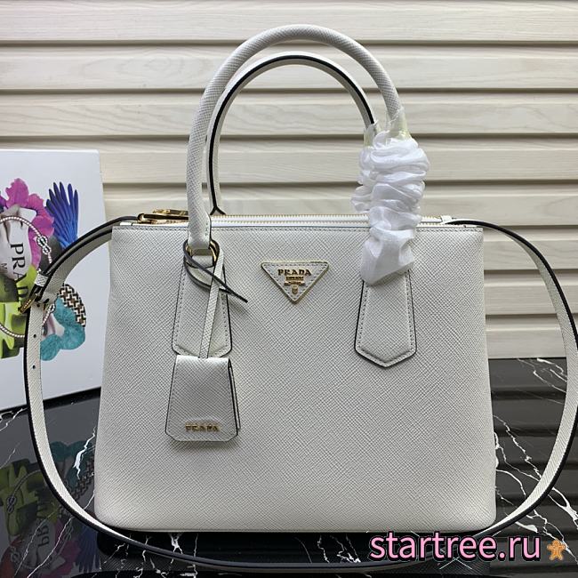 PRADA | White Medium Galleria Saffiano leather bag - 1BA232 - 31×22.5×13.5cm - 1