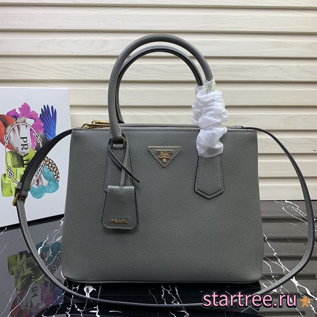 PRADA | Grey Medium Galleria Saffiano leather bag - 1BA232 - 31×22.5×13.5cm - 1