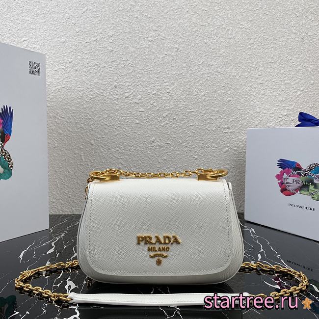 PRADA | White Saffiano leather shoulder bag - 1BD275 - 22x14x6.5cm - 1