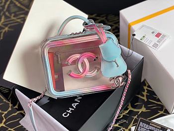 CHANEL | Vanity Case Small Filigree Silver Hardware Pink PVC - 13x17x7cm