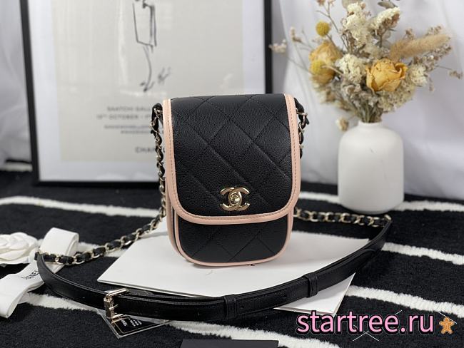 CHANEL | Mini Black/Pink Messenger Bag - AS2540 - 18x10.5x5cm - 1