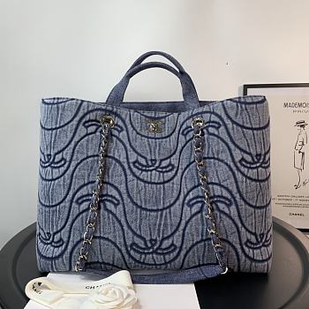 CHANEL | Shopping Denim Bag Blue - AS2366 - 38cm