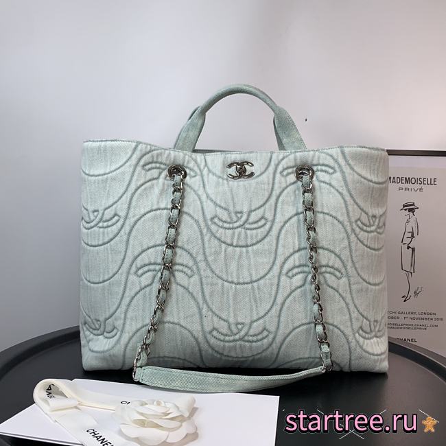 CHANEL | Shopping Denim Bag Mint - AS2366 - 38cm - 1