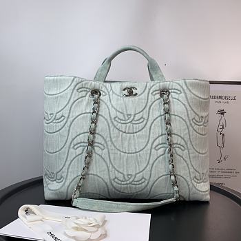 CHANEL | Shopping Denim Bag Mint - AS2366 - 38cm