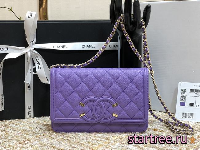 CHANEL | CC Filigree WOC Purple - A84451 - 19.5x12x3.5cm - 1