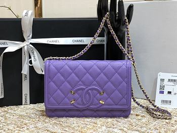 CHANEL | CC Filigree WOC Purple - A84451 - 19.5x12x3.5cm